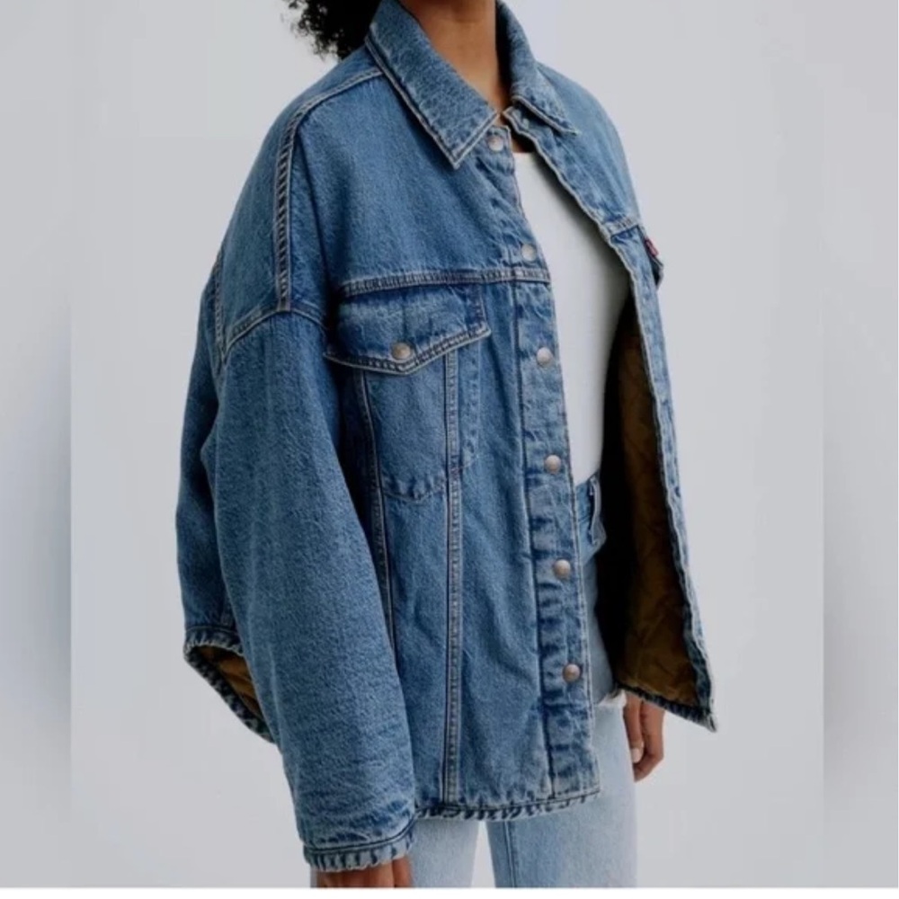 NWT Levi's Fly Quilted Ljned Oversized Denim Trucker Jacket Sz:M